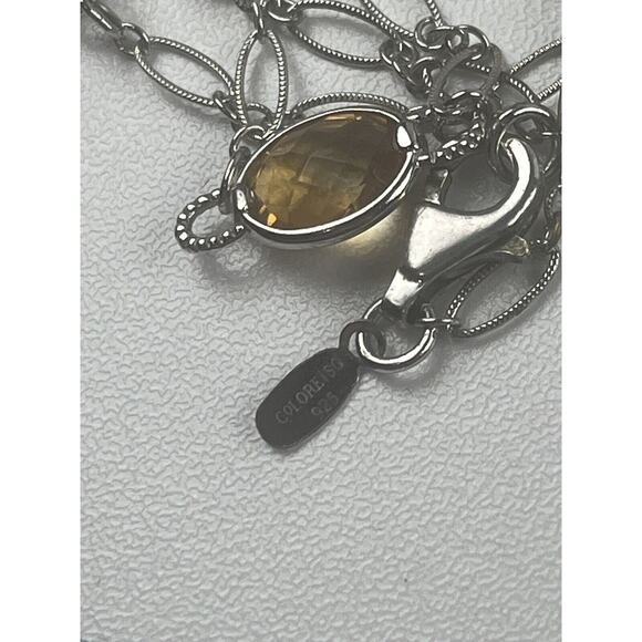 Colore SG Sterling Silver Necklace 36" Gemstone Stations Citrine Smoky Quartz - Picture 5 of 10
